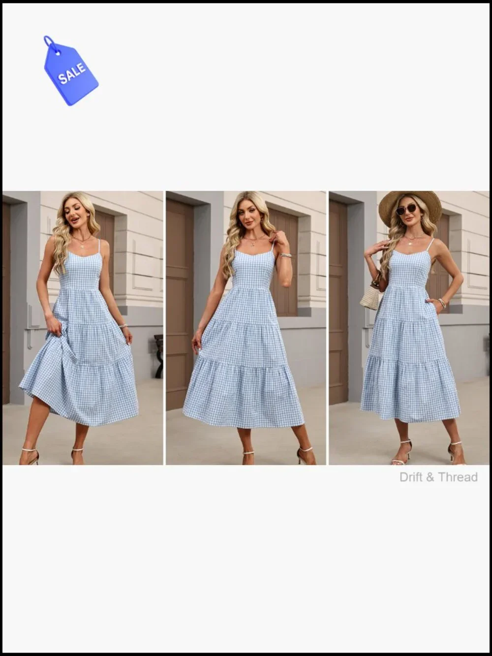 Sleeveless Halter Neck Midi Sundress with Pockets Adjustable Straps - Picture 7 of 7